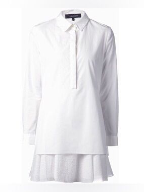 Thakoon White Collared Button Shirt dress +Ruffle Collared Shirt dress set XS